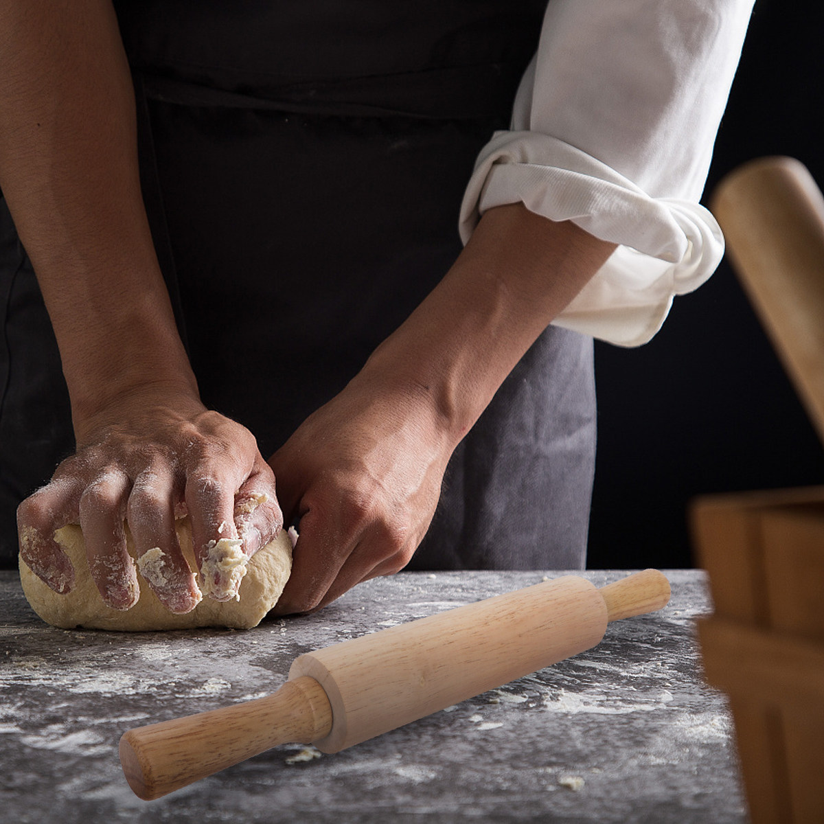 Kitchen Roller Baking - Hochwertiger Teigroller aus Gummiholz, Robuster Teigroller