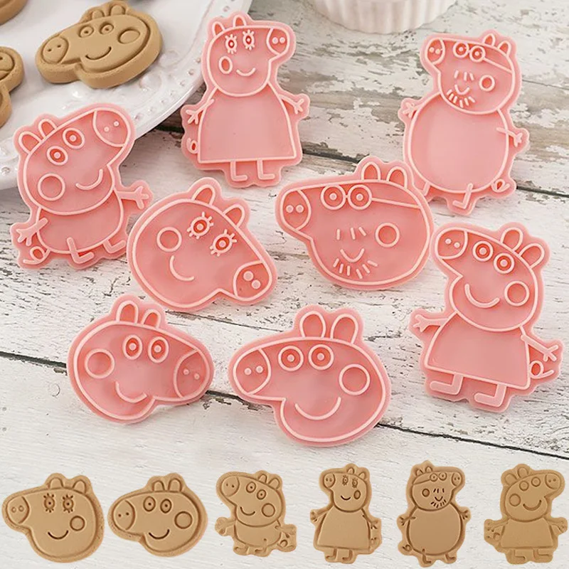 Baking Kitchen Set - 8-teiliges Peppa-Pig-Ausstechformen-Set mit Box, 3D-Cartoon-Ausstechformen, DIY-Schokoladen-Backformen,