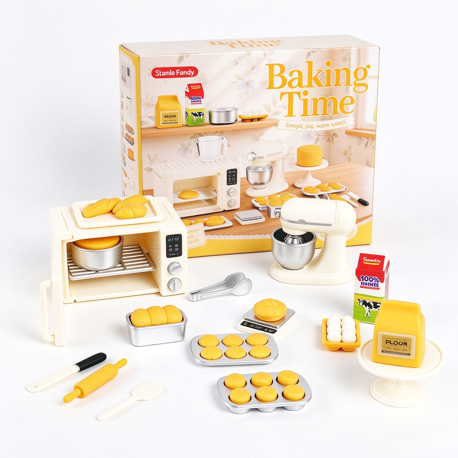 Baking Kitchen Set - Mini-Backspielset, Puppenhaus-Küche, Miniatur-Ofen, Mixer, Simulations-Lebensmittelspielzeug, Rollenspiel-Geschenk